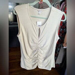 NWT Cato 14/16W Cream Ruched Tank Top With Peep Hole